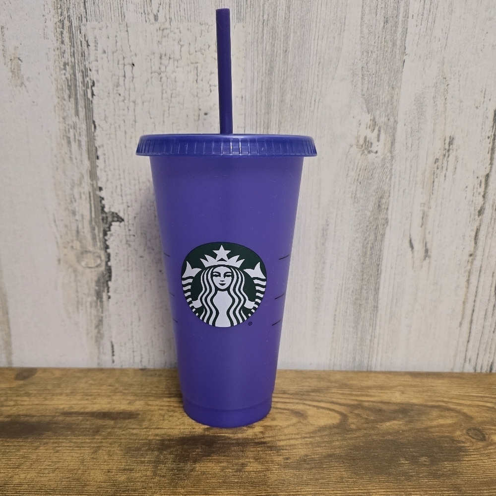 Starbucks Purple Tumbler with Lid And Straw 24 Fl Oz